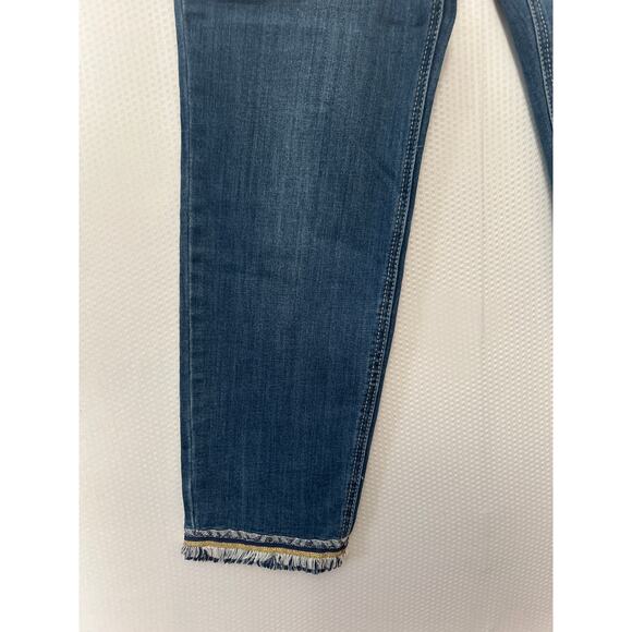 Christopher & Banks Jeans Medium Wash Stretch Denim Fringe Hem Casual Size 10 - Picture 3 of 10